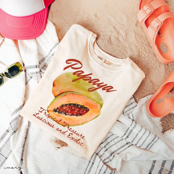 DOPASHIRT Papaya Shirt, Women'S Graphic Tees With Fruit Design, Tropical Summer Fruit Shirt, Coastal Tee, Coconut Girl Unisex S-5XL Hot Trending Shirt, Vintage Birthday Gift