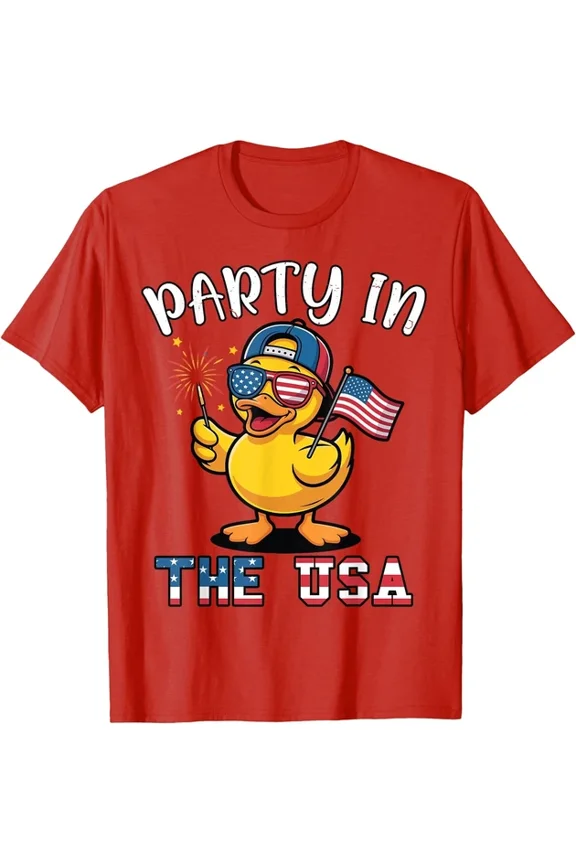 DOPASHIRT Patriotic Party In The Usa 4Th July Funny Duck Boy T-Shirt Red Unisex S-5XL Hot Trending Shirt, Vintage Birthday Gift