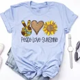 thumbnail image 1 of DOPASHIRT Peace Love Sunshine Shirt, Leo.Pard Sunflower, Summer Shirt, Womens Graphic Unisex S-5XL Hot Trending Shirt, Vintage Birthday Gift, 1 of 3