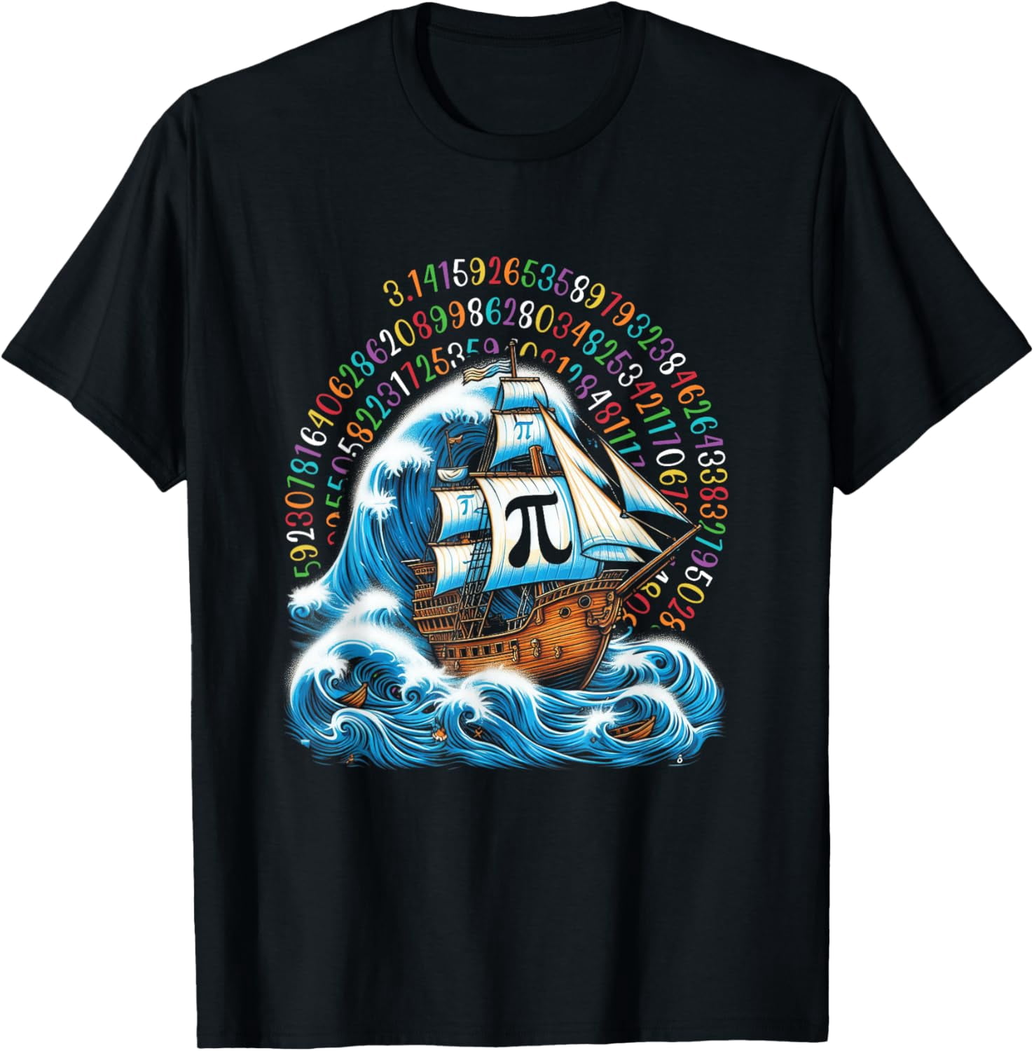 DOPASHIRT Pi Rate Pirate Pi Day Science Math Teacher Boat Riding Wave T ...