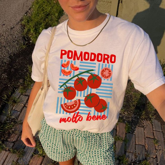 DOPASHIRT Pomodoro Graphic Tee, Tomato Girl Summer Tee, Italian Market Tee, Il Mercato Shirt, Vacation Apparel, Retro Vibes Tee, Vegetable T Shirt Unisex S-5XL Hot Trending Shirt