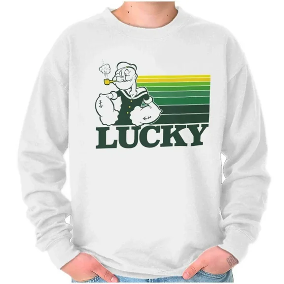 DOPASHIRT Popeye Sailor Man Cartoon Lucky Irish Gift Sweatshirt Trendy Sweatshirt, Birthday Gift