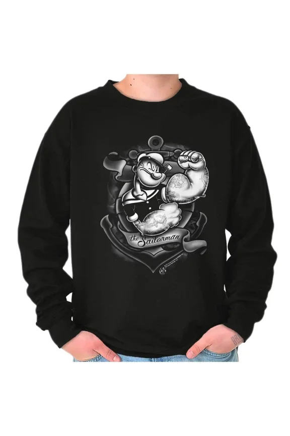Popeye The Sailor Man Anchor Muscle Cartoon Sweatshirt Trendy Sweatshirt, Birthday Gift