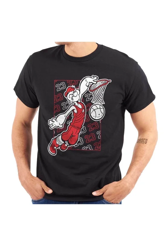 DOPASHIRT Popeye The Sailor Man Basketball Dunk Sports Mens Casual Crewneck T Shirt Unisex S-5XL Hot Trending Shirt, Vintage Birthday Gift