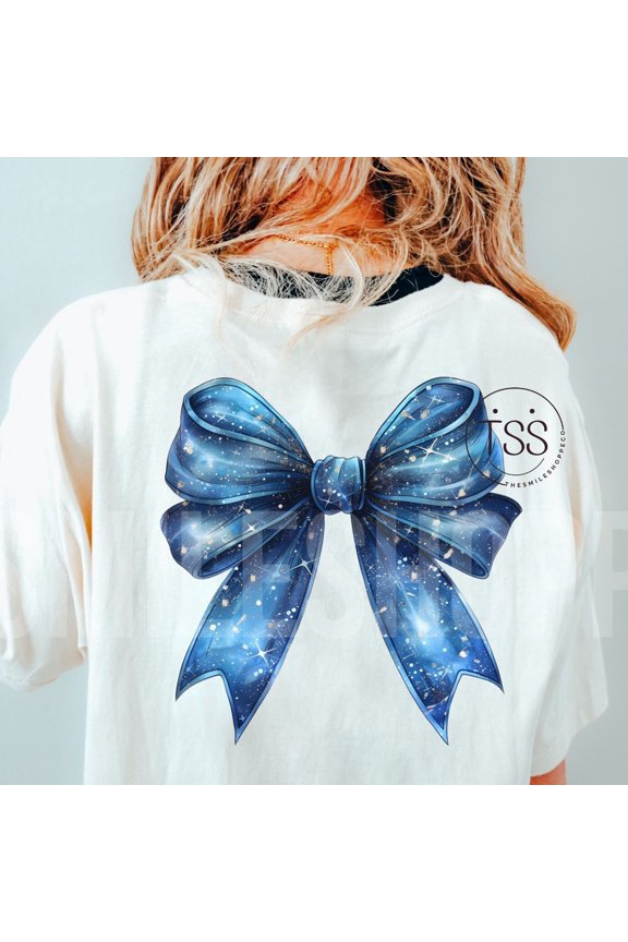 DOPASHIRT Preppy royal blue Bows Shirt Trendy Bow Shirt Faux Glitter Shirt Girly Bow Shirt Bows Download Shirt preppy Shirt Unisex S-5XL Hot Trending Shirt, Vintage Birthday Gift