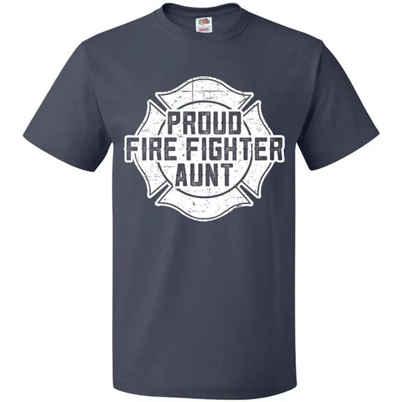 DOPASHIRT Proud Firefighter Aunt Wht T-Shirt Shield Mens Clothing Apparel Unisex S-5XL Hot Trending Shirt, Vintage Birthday Gift