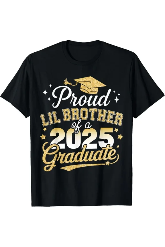 DOPASHIRT Proud Lil Brother Class Of 2025 Graduate Senior Graduation T-Shirt Unisex S-5XL Hot Trending Shirt, Vintage Birthday Gift