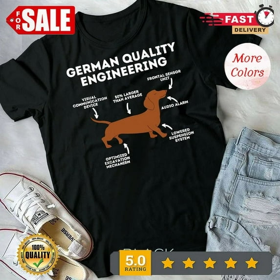 DOPASHIRT Quality German Engineering - Dachshund Lover Wiener Dog Form T-Shirt Unisex S-5XL Hot Trending Shirt, Vintage Birthday Gift