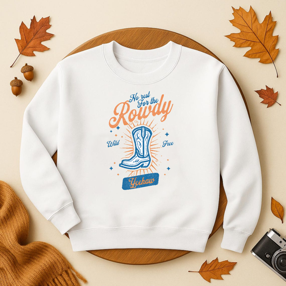 DOPASHIRT No Rest For The Rowdy Cowgirl Graphic Tee, Distressed Cowgirl Boots Sweatshirt, Western Lets Go Girls Sweatshirt, Nashville Girls Trip Group Sweatshirts Trendy Sweatshirt, Birthday Gift