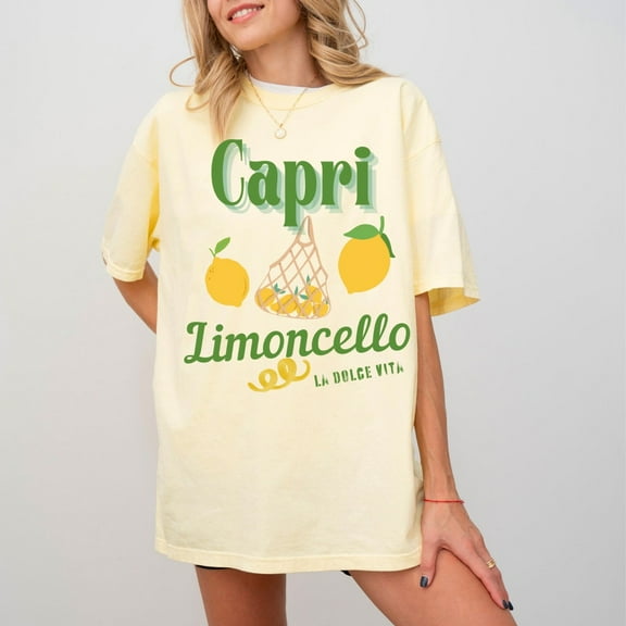 DOPASHIRT Retro Capri Italy Graphic Tee, Vintage Inspired Lemon Tee, Limoncello Lover Gift, Travel To Italy T Shirt, La Dolce Vita, Dolce Far Niente Unisex S-5XL Hot Trending Shirt