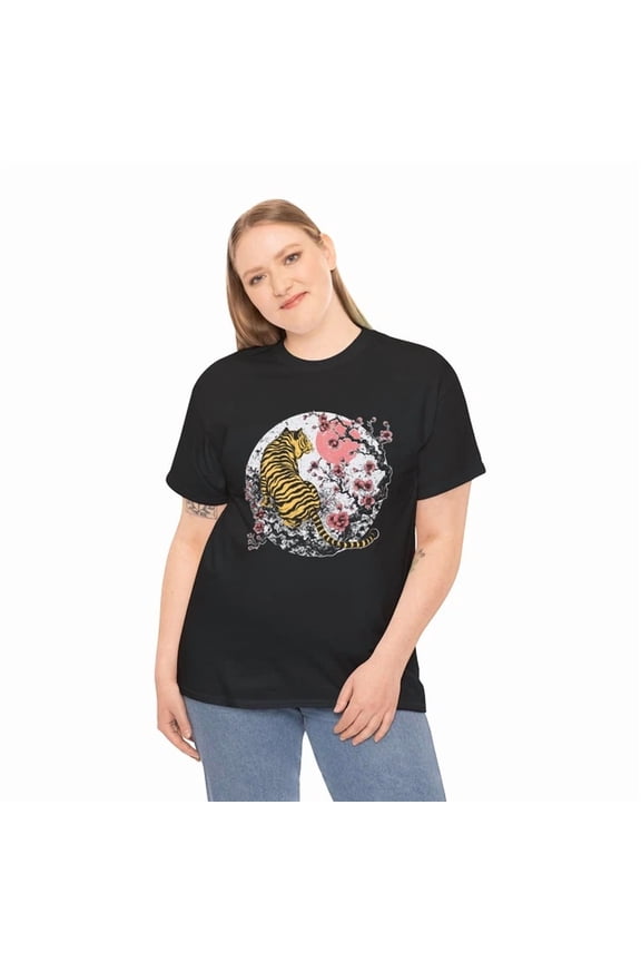 Retro Japanese Tiger Sakura T-Shirt, Traditional Japan Zen Buddhist Shirt Unisex S-5XL Hot Trending Shirt, Vintage Birthday Gift