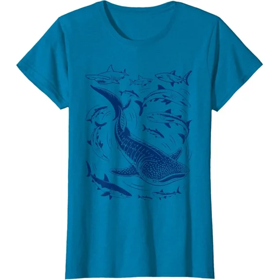 DOPASHIRT Retro Ocean Wildlife Whale Shark Hammerhead Lover Crewneck T-Shirt Unisex S-5XL Hot Trending Shirt, Vintage Birthday Gift