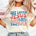 thumbnail image 1 of DOPASHIRT Retro Usa Shirt, Patriotic Christian Tshirt, Independence Day Tee, She Loves Jesus And America Too, 4Th Of July Shirt S00623 Unisex S-5XL Hot Trending Shirt, Vintage Birthday Gift, 1 of 3