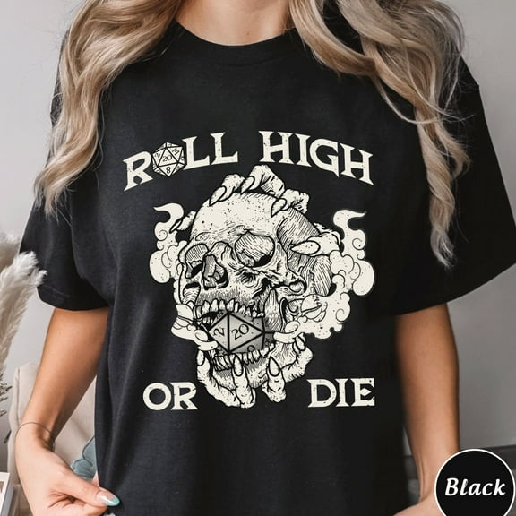 DOPASHIRT Roll High Or Die Shirt, Dnd Lover Shirt Gift, Unisex Dungeons And Dragons Shirt, Dungeon Master Shirt, D And D Game Shirt Unisex S-5XL Hot Trending Shirt, Vintage Birthday Gift