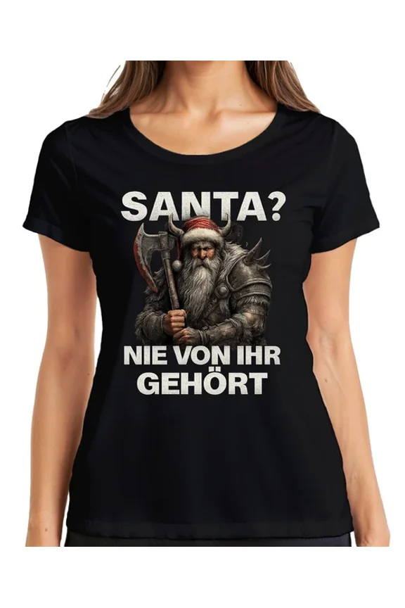 San.Ta? Never Heard Of Her San.Ta Claus Viking Axe Warrior Shirt Unisex S-5XL Hot Trending Shirt, Vintage Birthday Gift
