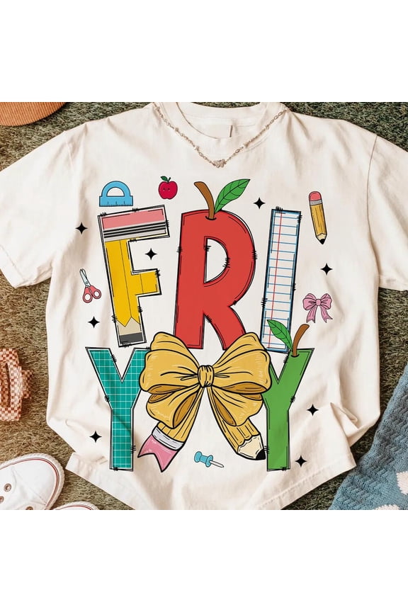 DOPASHIRT School Teacher Shirt, Fri-Yay Shirt, Happy Friday Shirt, Back To School Shirt, First Day Of School Shirt, Retro Funny Teacher Shirt, Pencil Teacher Shirt Unisex S-5XL Hot Trending Shirt