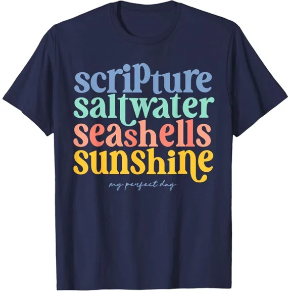 DOPASHIRT Scripture Saltwater Seashells Sunshine My Perfect Day T-Shirt Unisex S-5XL Hot Trending Shirt, Vintage Birthday Gift