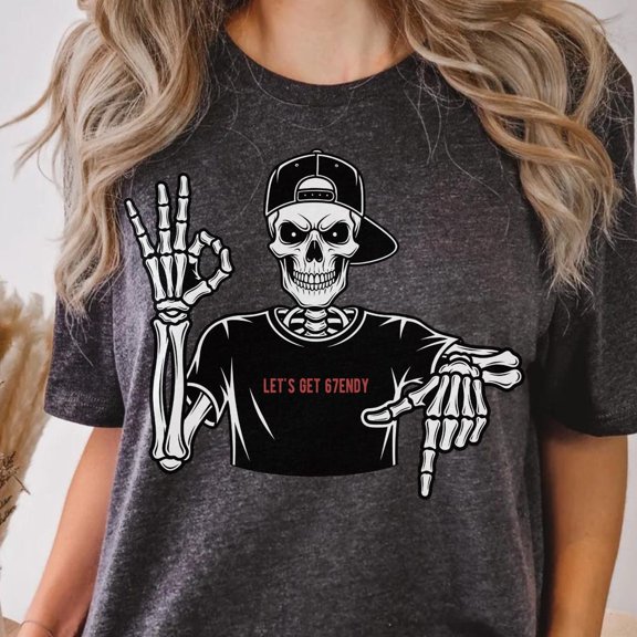 DOPASHIRT Six Seven 6 7 Funny Skeleton Hands Tshirt, Funny Hal.Low.Een 67 Shirt, Sp00Ky Skull 67 Shirt, Hal.Low.Een Couples Trendy Shirt Unisex S-5XL Hot Trending Shirt, Vintage Birthday Gift