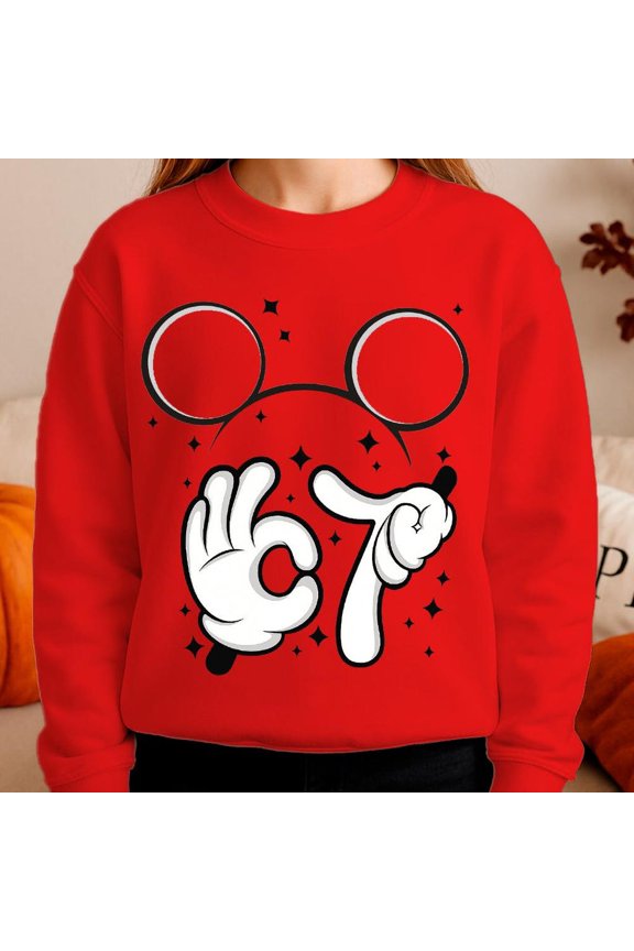 Six Seven Mouse 6 7 Funny Hands Sweatshirt, Funny Trandy, Printable Sweatshirt 67, Trand Sticker 6-7 Graphic For Trendy Sweatshirt, Birthday Gift
