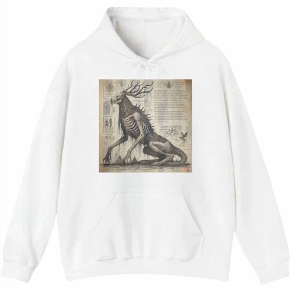 DOPASHIRT Skeletal Horned Beast Cryptid Illustration Fantasy Hal.Low.Een Hoodie Outdoor Hoodie, Trendy Hoodie, Birthday Gift