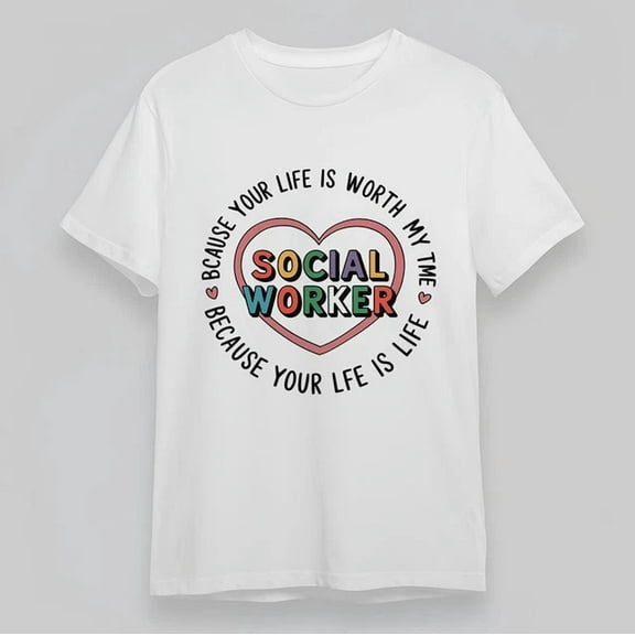 DOPASHIRT Social Worker Heart Tee Short Sleeve Cotton Tee White Unisex S-5XL Hot Trending Shirt, Vintage Birthday Gift