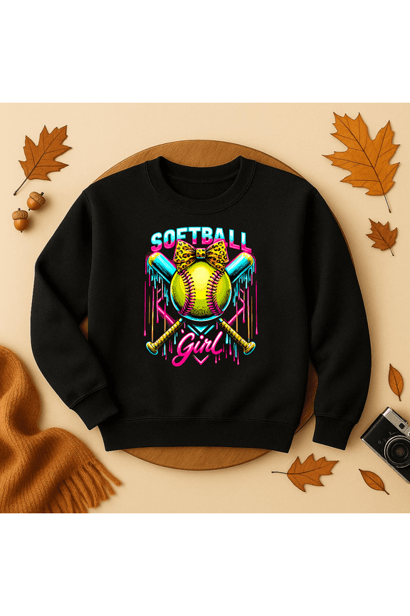 Softball Player Girl Ice Cream Softball Drip Sweatshirt Trendy Sweatshirt, Birthday Gift