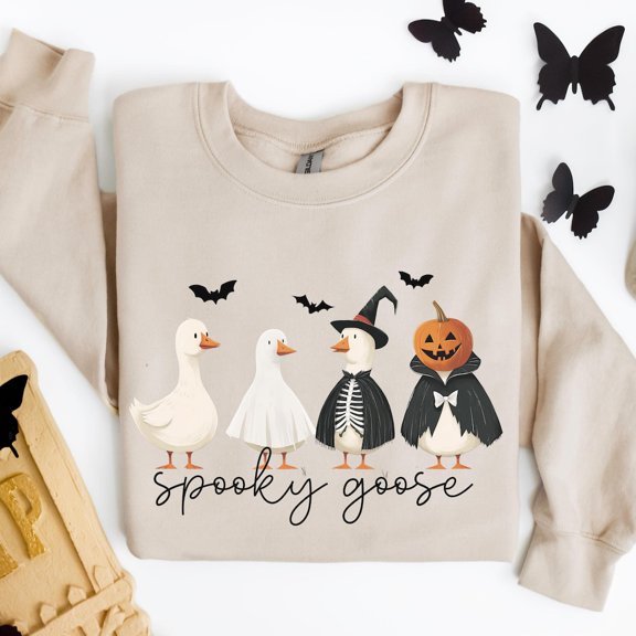 DOPASHIRT Spooky Goose Sweatshirt, Funny Hal.Low.Een Sweatshirt, Spooky Season Goose Sweatshirt, Cozy Fall Gift, Trending Goose Sweatshirt Trendy Sweatshirt, Birthday Gift