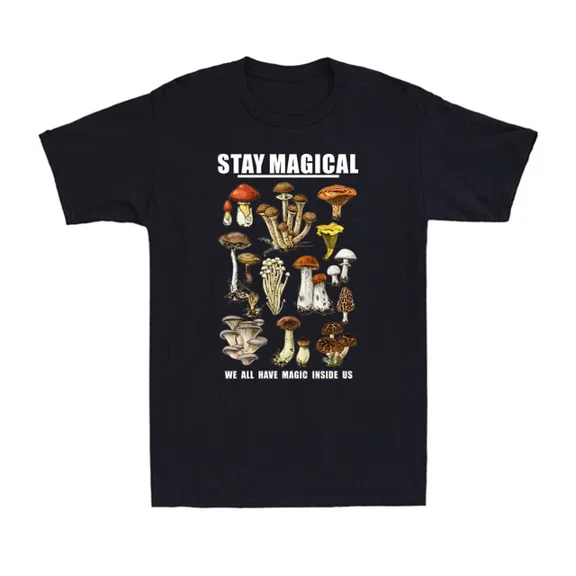 DOPASHIRT Stay Magical Funny Mushroom Whisperer Fungi Mycology Vintage Men'S T-Shirt Unisex S-5XL Hot Trending Shirt, Vintage Birthday Gift