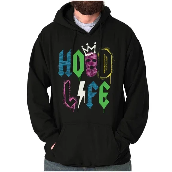 DOPASHIRT Streetwear Hood Life Graffiti Crown Hoodie Outdoor Hoodie, Trendy Hoodie, Birthday Gift