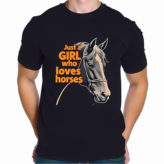 DOPASHIRT Stylish Cotton Short Sleeve T-Shirt With Detailed Horse Head Unisex S-5XL Hot Trending Shirt, Vintage Birthday Gift