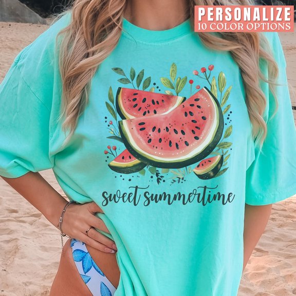 DOPASHIRT Summer Watermelon Shirt For Women Watermelons Tshirt Cute Summer Melon T-Shirt Trendy Fruit Tee Summer Vacation T-Shirt Unisex S-5XL Hot Trending Shirt, Vintage Birthday Gift