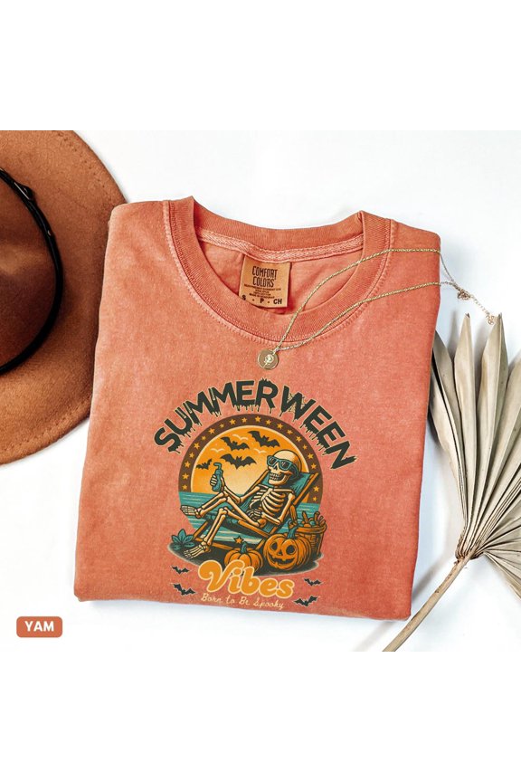 Summerween Skeleton Shirt, Born To Be Sp00Ky Shirt, Sp00Ky Summer Tee, Summer Hal.Low.Een Tee, Hal.Low.Eener Gift,Beach Skelly Unisex S-5XL Hot Trending Shirt, Vintage Birthday Gift