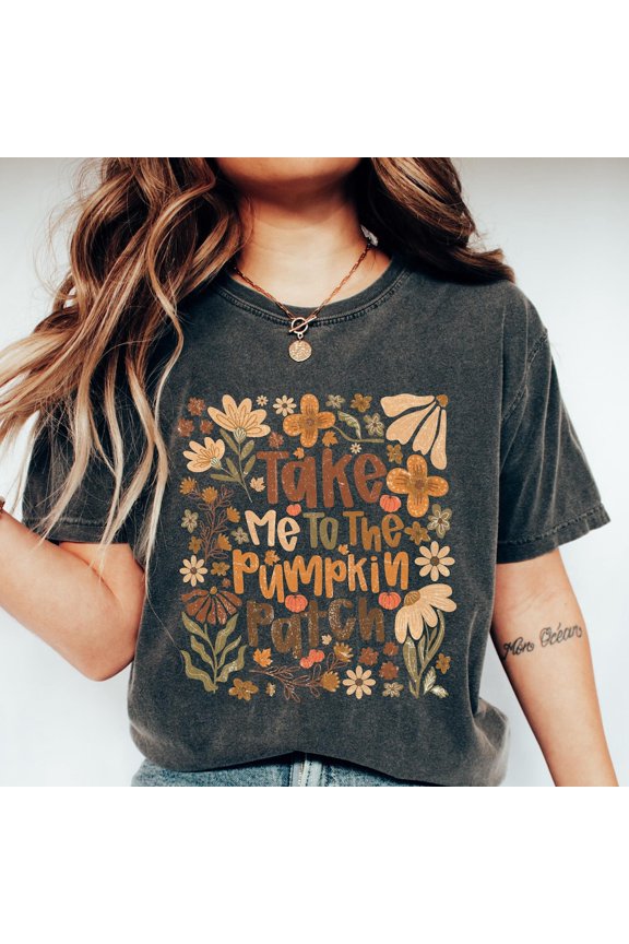 Take Me To The Pumpkin Patch Shirt, Hal.Low.Een T Shirt, Distressed Fall Shirt, Retro Pumpkin Shirt, Pumpkin Patch Tee, Thanks.Giving Tee Unisex S-5XL Hot Trending Shirt