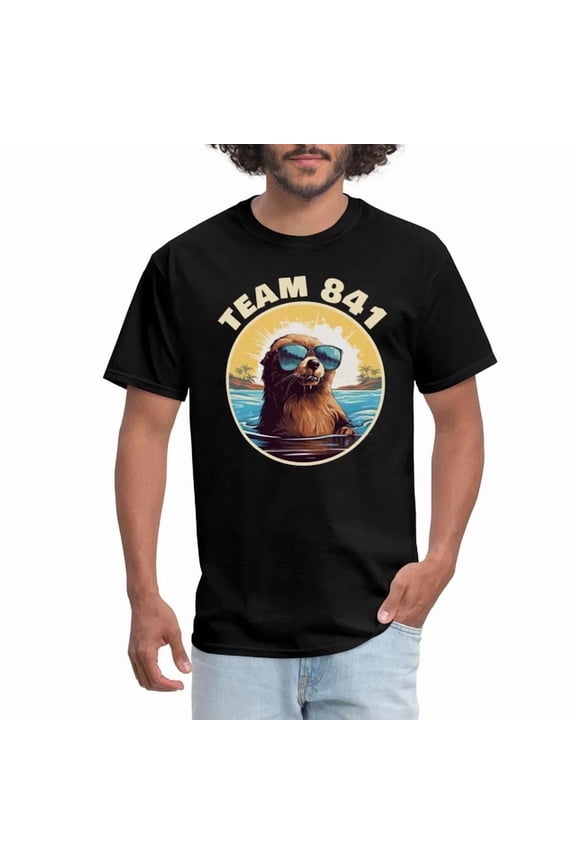 Team 841 Funny Otter Surfing, Sunny Otter Men'S T-Shirt Unisex S-5XL Hot Trending Shirt, Vintage Birthday Gift