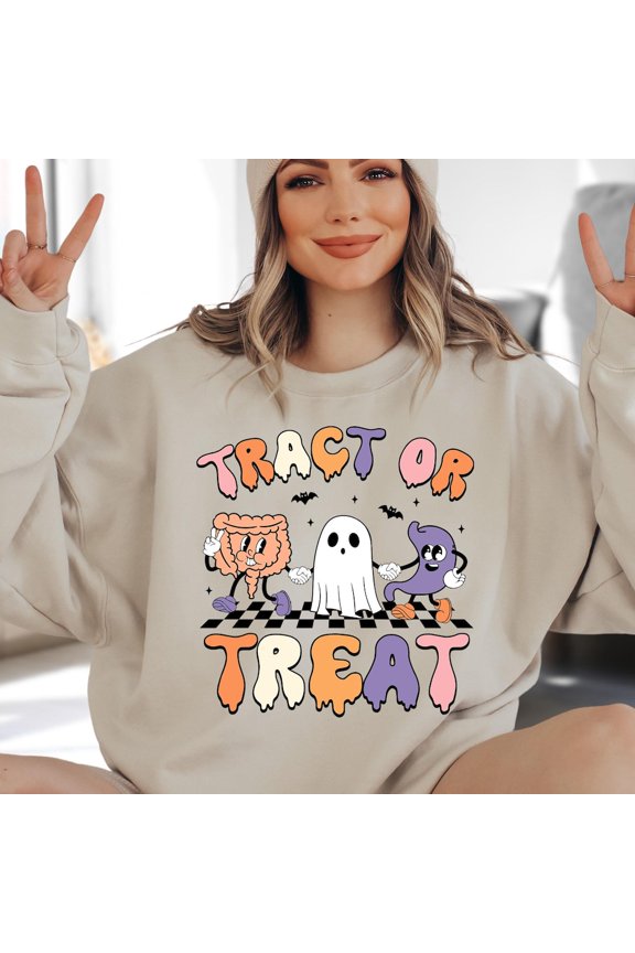 Tract Or Treat Sweatshirt, Nursing School Hal.Low.Een Sweatshirt, Medical Student Gift, Hal.Low.Een Nurse Sweater, Endoscopy, Gastro Crew Sweatshirt Trendy Sweatshirt, Birthday Gift