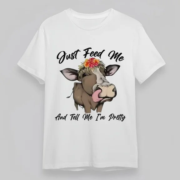 DOPASHIRT Trend Just Feed Me Cow Graphic Tee Summer Unisex S-5XL Hot Trending Shirt, Vintage Birthday Gift
