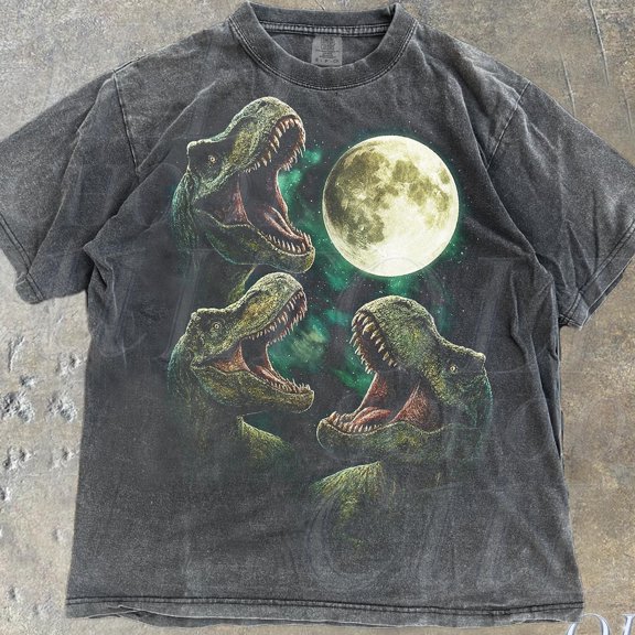 DOPASHIRT Trex Jurassic Dinosaur Vintage 90S Style Graphic Shirt, Dinosaur Graphic Y2K Grunge Tee, Retro Prehistoric Animal Moon Shirt Unisex S-5XL Hot Trending Shirt, Vintage Birthday Gift