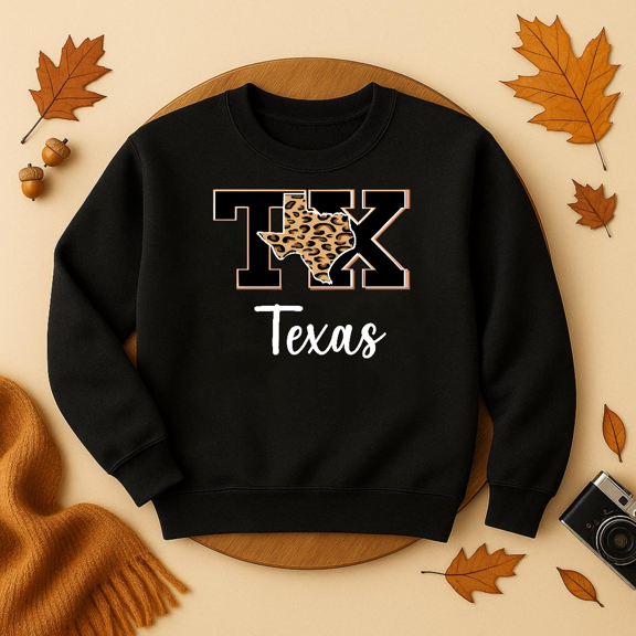 DOPASHIRT Tx Texas Sweatshirt, Texas Leo.Pard Print Sweatshirt, Girls Texas Gift Sweatshirt, Texas Mao Sweatshirt, Cute Texas Gift, Cowgirl Texas Sweatshirt, Texas State Tees Trendy Sweatshirt