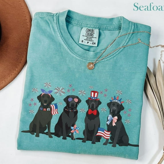 DOPASHIRT Usa Black Lab Shirt Black Labrador Retriever Fourth Of July Tshirt Dog 4Th Of July T Shirt Lab Mom Tee Lab Retriever Mama Gift Patriotic Dog Unisex S-5XL Hot Trending Shirt