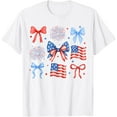 thumbnail image 1 of DOPASHIRT Usa Flag Fireworks Bows Patriotic 4Th Of July Coquette Girls T-Shirt Unisex S-5XL Hot Trending Shirt, Vintage Birthday Gift, 1 of 3