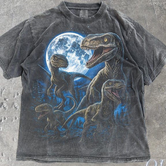 DOPASHIRT Velociraptor Jurassic Dinosaur Vintage 90S Style Graphic Shirt, Dinosaur Graphic Y2K Grunge Tee, Retro Raptor Jurassic Tee Unisex S-5XL Hot Trending Shirt, Vintage Birthday Gift