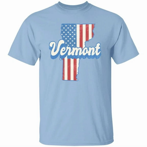 DOPASHIRT Vermont Us Flag T-Shirt American Patriotic Vt State Tee White Ash Blue Unisex S-5XL Hot Trending Shirt, Vintage Birthday Gift