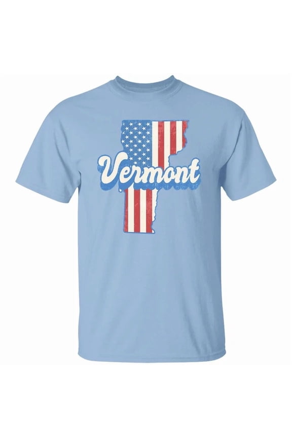 Vermont Us Flag T-Shirt American Patriotic Vt State Tee White Ash Blue Unisex S-5XL Hot Trending Shirt, Vintage Birthday Gift
