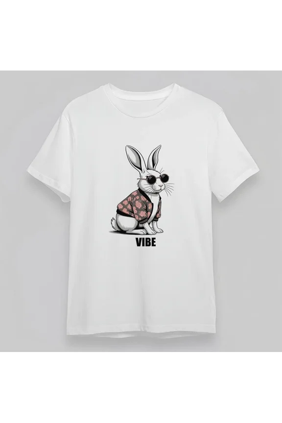 Vibe Rabbit Graphic Flower Jacket Tee Short Cotton Unisex S-5XL Hot Trending Shirt, Vintage Birthday Gift