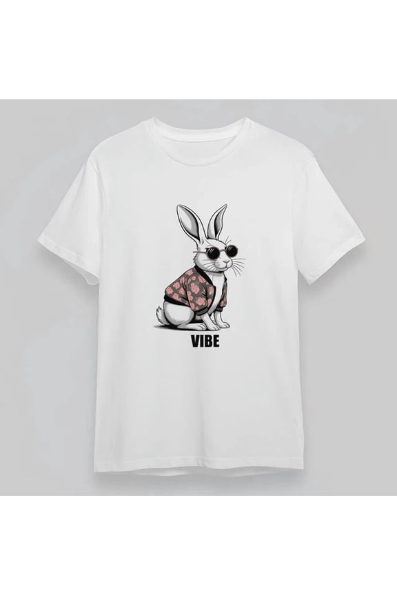Vibe Rabbit Graphic Flower Jacket Tee Short White Cotton Unisex S-5XL Hot Trending Shirt, Vintage Birthday Gift