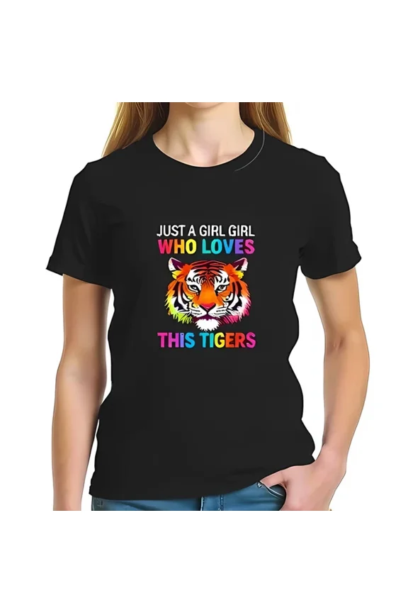 Vibrant Rainbow Tiger Head Graphic Cotton Short Sleeve T-Shirt - Unisex S-5XL Hot Trending Shirt, Vintage Birthday Gift