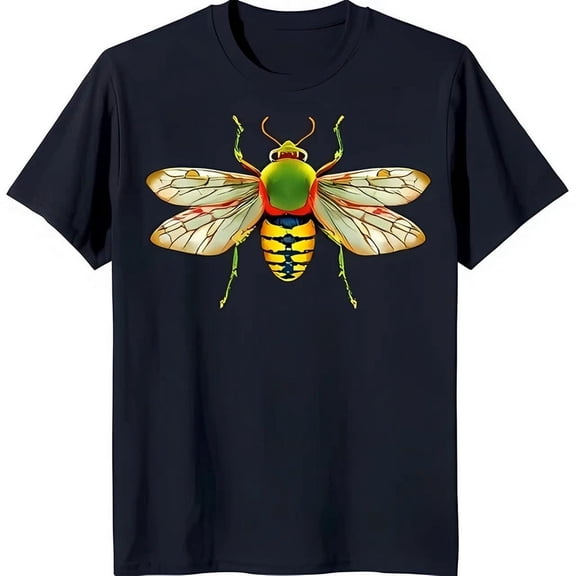 DOPASHIRT Vintage Black T-Shirt With Colorful Bee Graphic Striped Abdomen & Translucent Unisex S-5XL Hot Trending Shirt, Vintage Birthday Gift