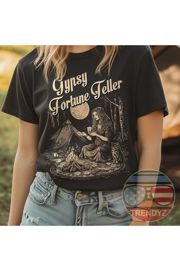 Vintage Gypsy Fortune Teller Psychic Palm Reader Hal.Low.Een T-Shirt Unisex S-5XL Hot Trending Shirt, Vintage Birthday Gift