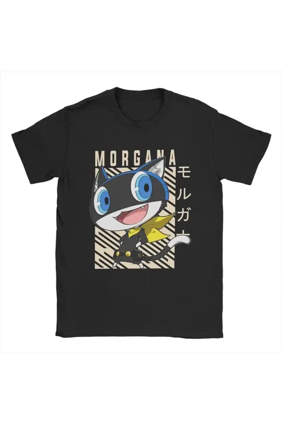 DOPASHIRT Vintage Persona 5 Morgana T-shirt Round Neck Cottons Short Sleev Unisex S-5XL Hot Trending Shirt, Vintage Birthday Gift