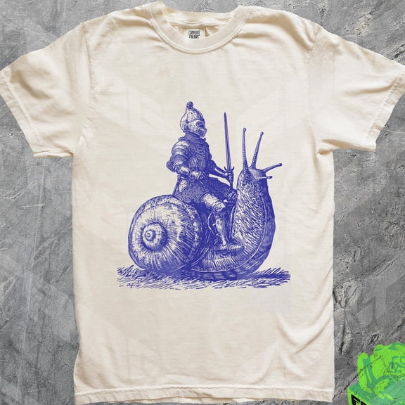 DOPASHIRT Vintage Snail Knight Graphic Tshirt, Retro Creepy 90S Shirt, Y2K Dreamy Abstract Dark Art Tee, Grimdarkgift Shirt Unisex S-5XL Hot Trending Shirt, Vintage Birthday Gift